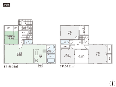 岡山県岡山市東区西大寺中野の新築 一戸建て分譲住宅の間取り図