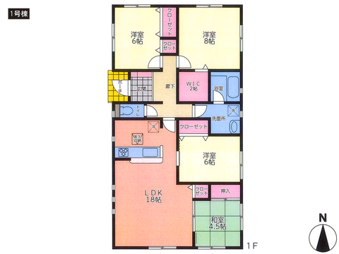 岡山県岡山市東区益野町の新築 一戸建て分譲住宅の間取り図