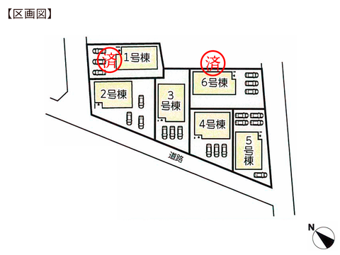 岡山県倉敷市福田町古新田の新築 一戸建て分譲住宅の区画図