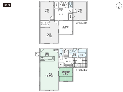 倉敷市安江の新築 一戸建て分譲住宅の間取り図