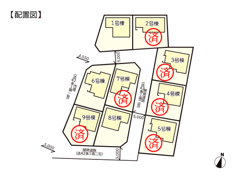 岡山県倉敷市船穂町船穂の新築 一戸建て分譲住宅の区画図