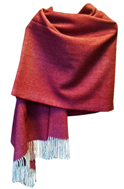 Big shawl merino wool herringbone burgundy isolated.