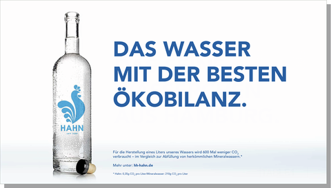 Hahn Billboard "The water with the best ecobalance."