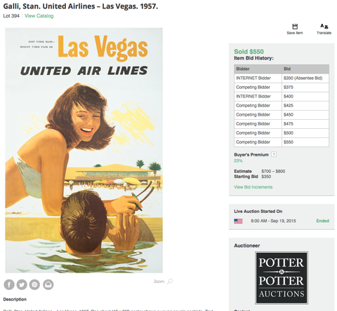United Air Lines - Las Vegas - Stan Galli - Original Vintage Poster