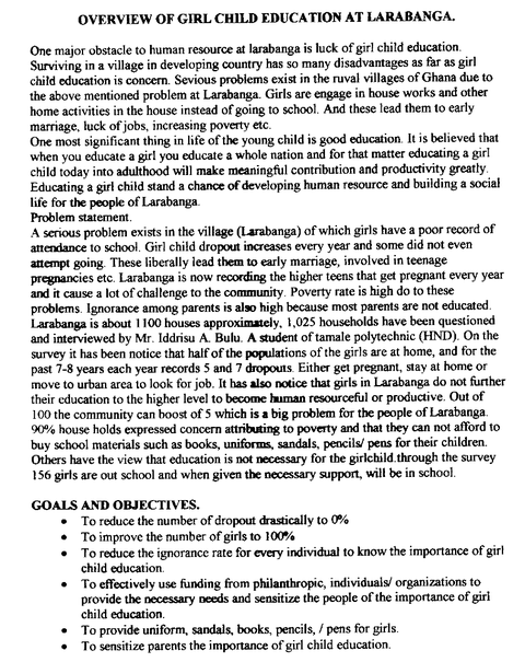 Project Description provided by local project manager and activists (pg.1)