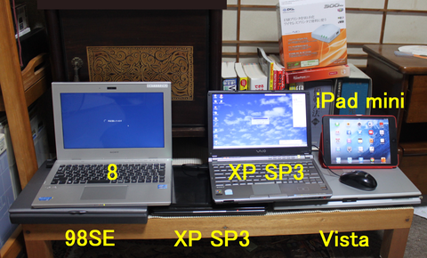 画面にあるだけでも5台のPCがあり、ソフトの Update(更新)も結構大変である。