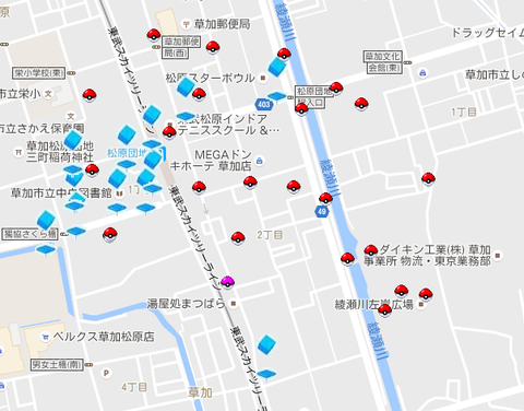 草加松原 綾瀬川左岸広場 ポケストップ