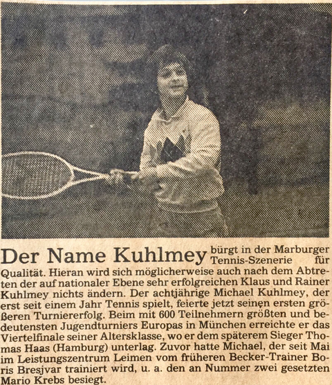 OberhessischePresse, Tennis, Jugendturnier München, 1986, Michael Kuhlmey unterliegt nur knapp Thomas Haas