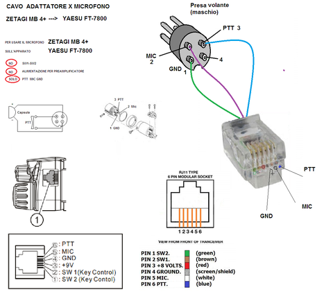 CAVETTO ADATTATORE ZETAGI  -- YAESU FT-7800