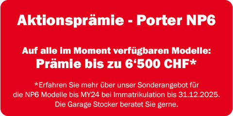 Aktionsprämie für Piaggio Porter Lieferwagen NP6 bis 6500 CHF.