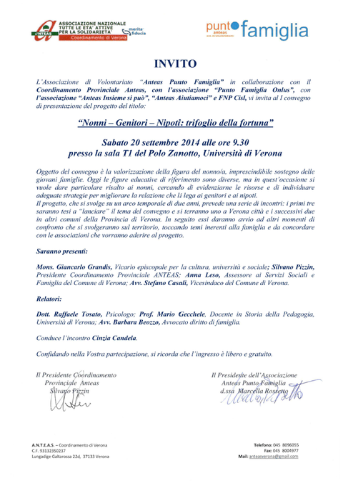 Convegno "Nonni-genitori-nipoti:trifoglio della fortuna"