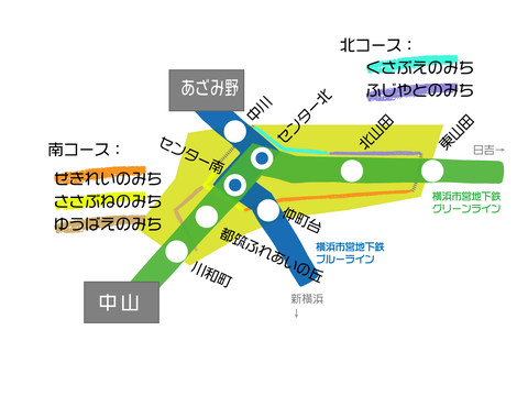 横浜市営地下鉄の路線図