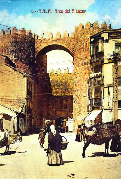 Avila Puerta del Alcazar ; 1912. Image colourized by A. Zois.