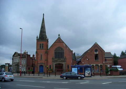 The Cotteridge Church at the centre of Cotteridge, the junction of the Pershore Road with Middleton Hall Road and Watford Road