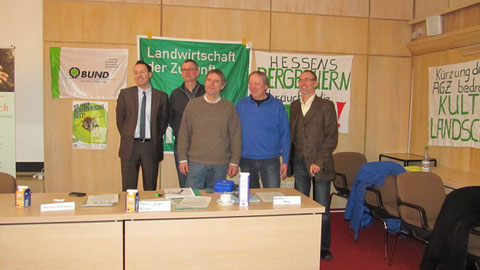 von links: Oliver Conz (HGON), Michael Rothkegel (BUND), Hans-Jürgen Müller (VÖL), Reinhard Nagel (AbL), Jörg Weber (Bürger AG)