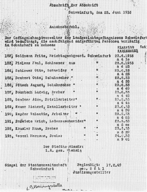 Der Haftbefehl gegen Fritz Soldmann und weitere Sozialdemokraten