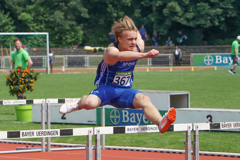 Gerrit Vißer startet in Bochum-Wattenscheid über die 80m Hürden und im Hammerwurf der U16. (Fotot: Roman Buhl)