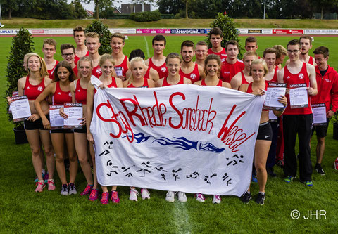 Die erfolgreiche U20-Mannschaft der StG Rhede-Sonsbeck-Wesel nach ihrem vierten Platz bei der Team-DM 2016 in Rhede. (Foto: Jan-Hendrik Ridder)