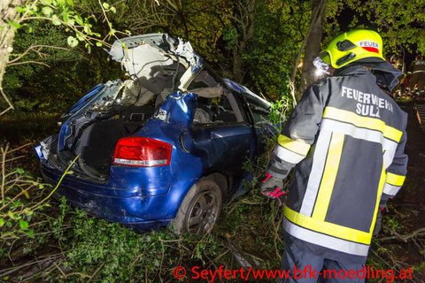 Feuerwehr, Blaulicht, BFKDO Mödling, Schwerer Verkehrsunfall, PKW, Sulz im Wienerwald, L127