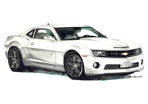 Chevrolet Camaro プロのイラストレータが描くリアルな手描きイラストです