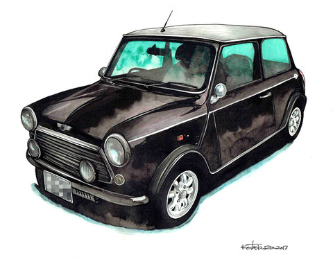 Mini Cooper プロのイラストレータが描くリアルな手描きイラストです Mini Cooper プロのイラストレータが描くリアルな手描きイラストです