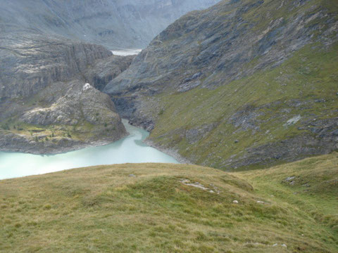 Das Gletscherauge vom Pasterzengletscher unterhalb des Großglockners. 1921 war das Gletscherauge noch mit dem Eis des Pasterzengletscher bedeckt.