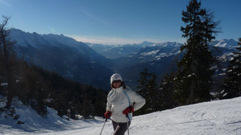 montagne con una sciatrice