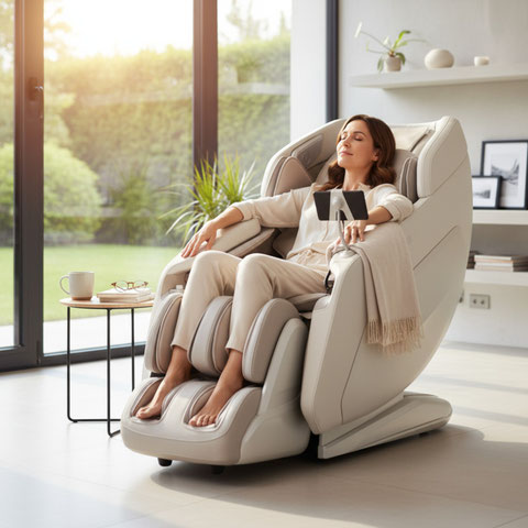 Massagesessel im Homeoffice, Pausen richtig planen, Sitzhaltung verbessern, Nacken und Lenden entlasten, mit kurzen Routinen für den Alltag.