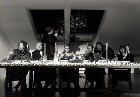 1997 Einzug ins KaHouse: v.l.n.r.: Frank, GAX, Hajö, Andrea, Lothar, Axxl, Waltraut
