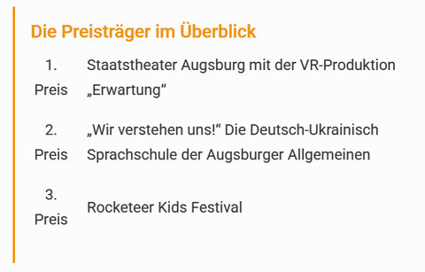 Screenshot der Medienpreis Homepage
