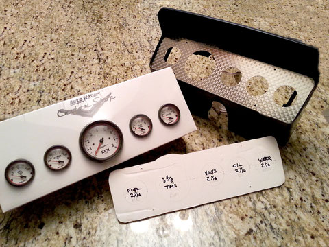 I removed the original dash panel and sent it off to FPM Metals in Nebraska to have the 030" Stainless panel spun to a DGL-50 pattern. I made a template to show them where to put the gauge holes. I ordered my gauges from AUTO METER.