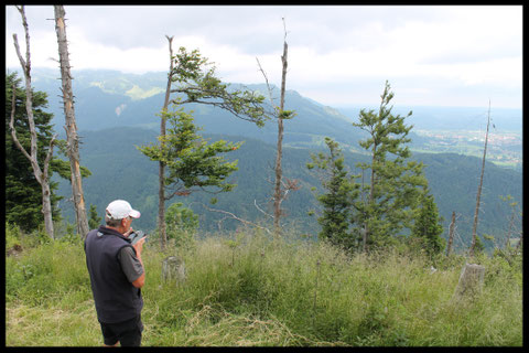 Blick vom Rauchenberg-Gipfel in den Isarwinkel