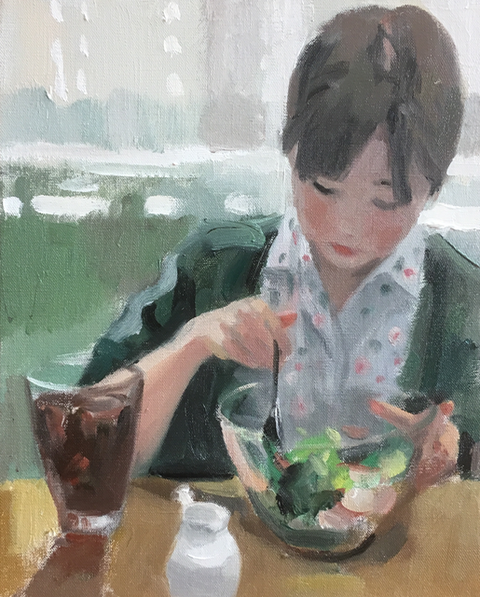 サラダボール 油彩 3号(描画中)