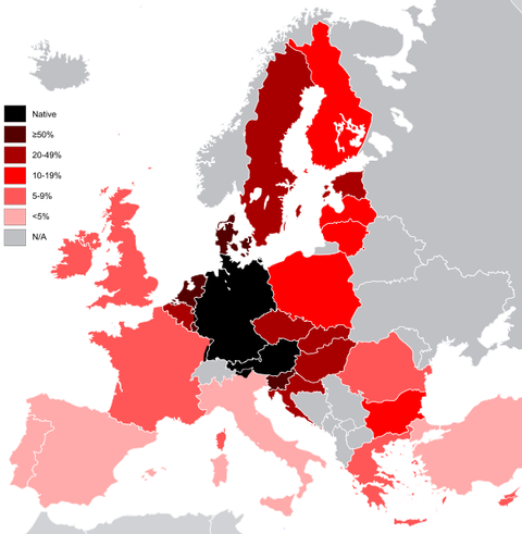 Carte du monde germanophone (Source: Wikipédia/HernauMan))