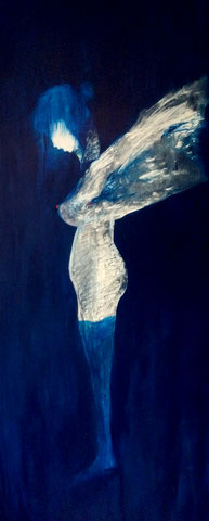 Blaue Strümpfe, Acryl auf Leinwand, 80 x 180 cm, 2013