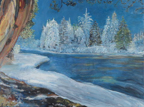 Schneelandschaft mit Tannen, 2014, Öl/LW 60x80 cm