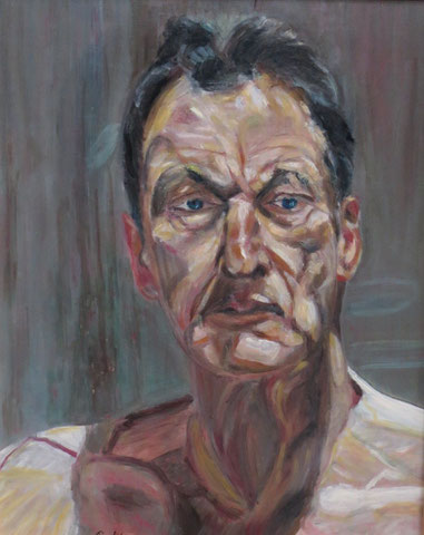 Hommage an Lucian Freud, 2010, Öl/Karton 50x40 cm