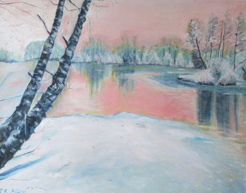 Lesum im Schnee, 2011, Öl/LW 80x100 cm