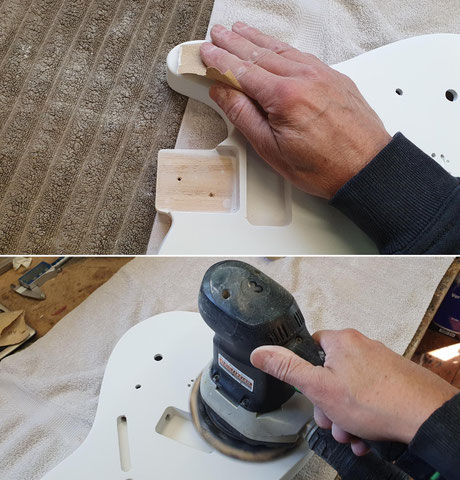 Nach der Durchtrocknung wird geschliffen ...