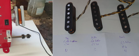 Da das Instrument einen Piezzo erhält der zugemischt werden kann, werden die Magnetpickups etwas heisser gewickelt.