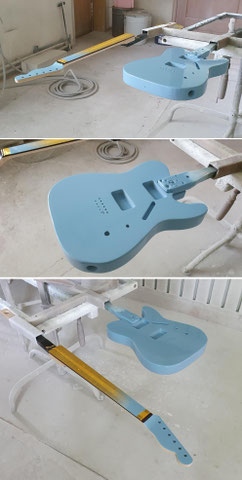 ... und dann zuerst der Farbton und anschließend mit Klarlack lackiert.