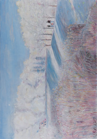 Spaziergang an der Lesum, 2015, Öl/LW 70x100 cm