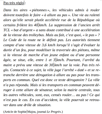 Article du Progrès de Lyon rue de la République en 2018