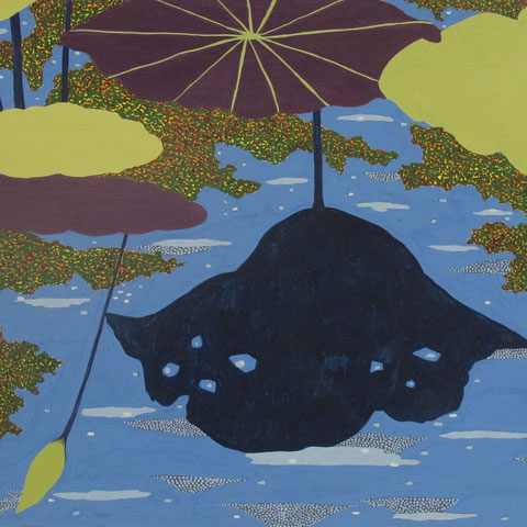 Lotus parapluie 4.Gouache sur papier.30x24 cm. 2012.