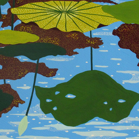 Lotus parapluie 3.gouache sur papier. 24x18 cm. 2012.