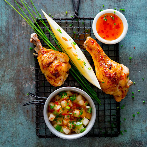 Hähnchenkeulen mit Melonen-Salsa, Udo Einenkel, Food Fotograf