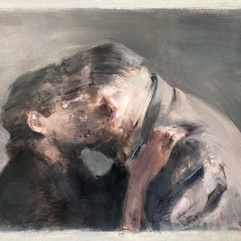 alessandro papetti, "incontro", 2023, 62 x 86,5 cm, oil on canvas – erlas galerie