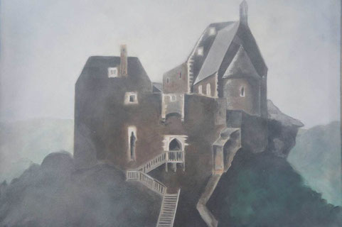 Aggstein, Acryl auf Leinwand, 60 x 80 cm, Ute Ungar, 2012, aus der Serie Mystische Wachau 