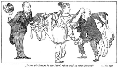 Karikatur zur Montanunion, Westdeutschland 1950