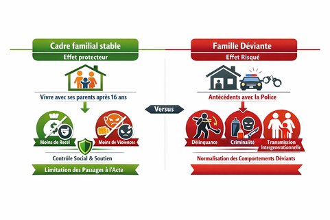 Comparaison des cadre familiaux et déviances